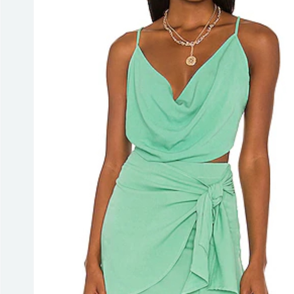 Mint Green Draped top and Skirt Set